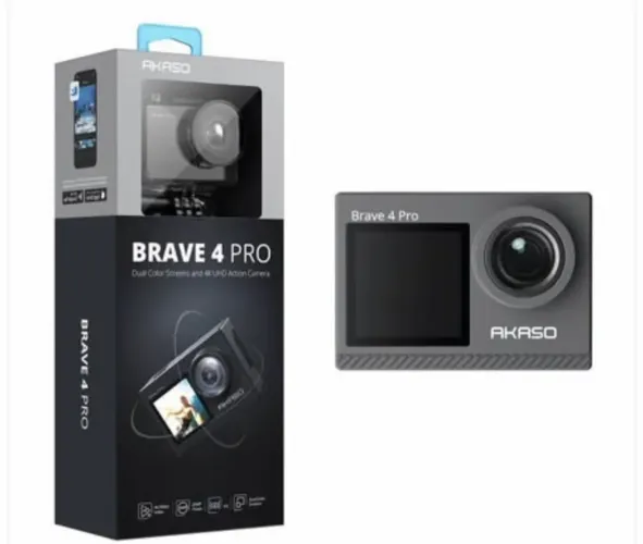 Câmera esportiva Brave 4 Pro 4K/20MP lacrada com todos os acessórios