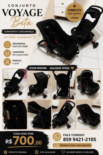 Cj. Carrinho de bebê + bebê conforto Voyage Beta