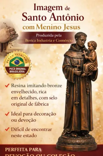 Rara Imagem de Santo Antônio com Menino Jesus - Arte Sacra Antiga