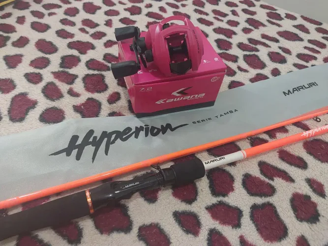 Conjunto Pesca Maruri Vara Ymperium 2.40 30 60 libras com Carretilha Mauri Kawana BG Leia 