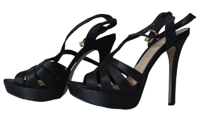 Sandalia de salto Satinato N. 35 Preta - salto 12,5cm