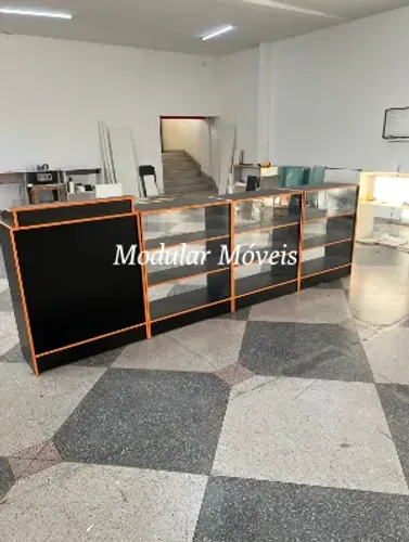 Balcão Caixa + 3 Balcões Vitrine Preto - Fitados Colorido