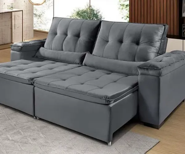 Sofá 2,20m Retrátil Reclinável C/ Pillow Super Lindo Fazemos Entrega