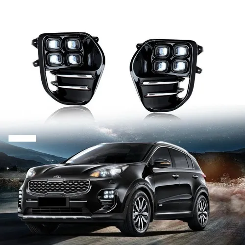 Par Farol de Milha Led com Grade Kia Sportage EX 2017 2018 2019