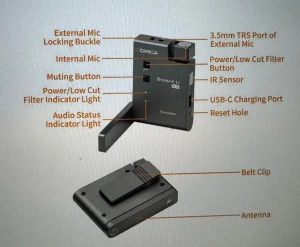 Microfone Lapela Quádruplo Digital Cômica BoomX-U QUA