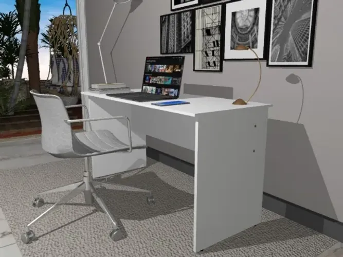 Mesa Top White Home Office Em MDF. Medidas L90cm x P45cm x A74cm.