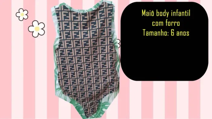 Maiô body infantil com forro Tamanho: 6 anos