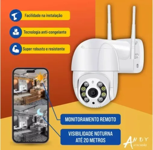 Câmera IP Wifi com PTZ, Monitore , Ouça, Fale e Movimente a Câmera em todas as Direções