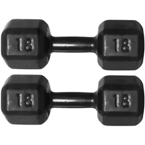 Par Halter Sextavado Dumbbell 18 Kg Emborrachado