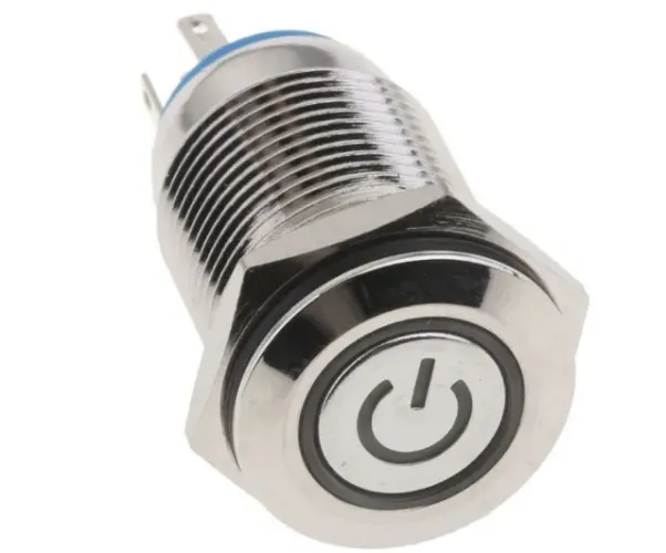 Botão 16mm 12v Com Trava On/off Liga Desliga E Led - Azul   Arduino Automação COD-CP261  