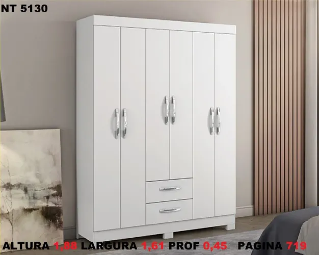 Gurda roupa casal 6 portas. 2 gavetas 