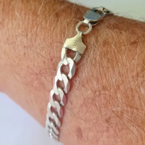 Pulseira de Prata Polida Elo Grumet Maciço