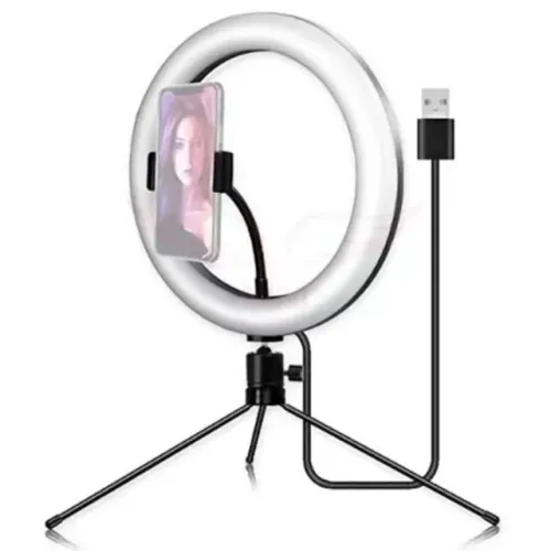 Ring Light 10 Polegadas Com Tripé de Mesa e Suporte de Celular Universal -Armarinho Ditudo