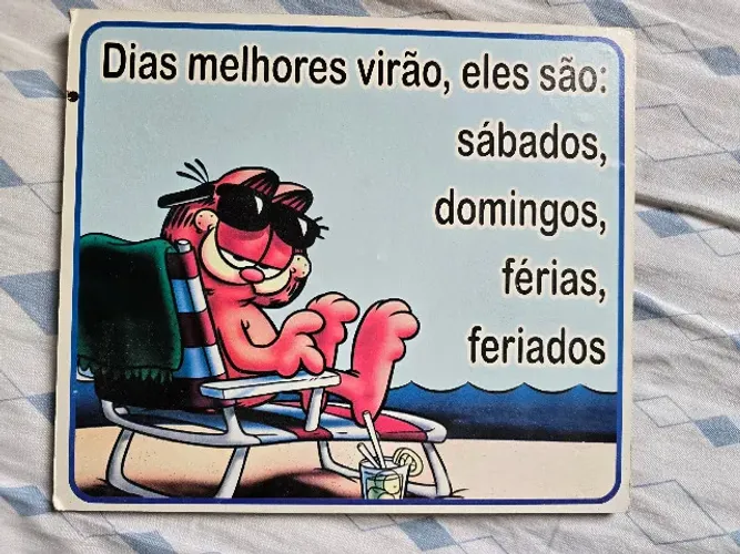 Plaquinha decorativa Garfield - Dias melhores virão