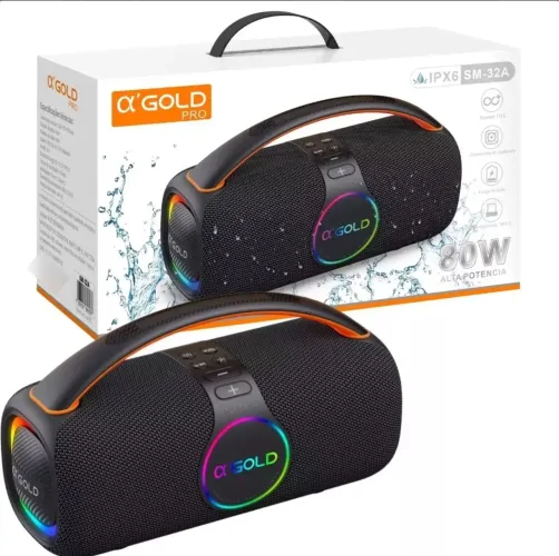?Caixa De Som Bluetooth 80w Sem Fio Resistente Água Ipx6 Gold Original - Fazemos Entregas