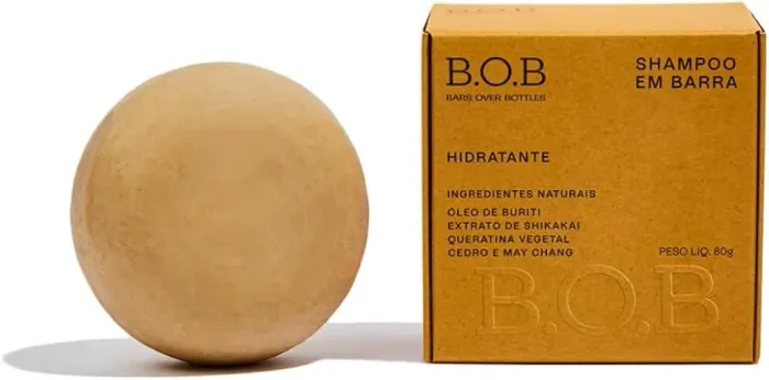 BOB Shampoo em Barra Hidratante Natural Óleo Buriti Cabelos Cacheados Longa Duração - 80g