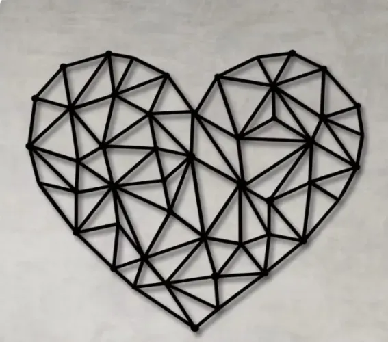 Coração Geométrico - Peça Decorativa em MDF - 50x60cm
