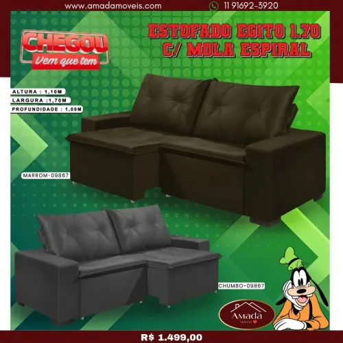 Sofá Egito 1.70 - Canto - Mole Espiral - Marrom - entrega em 3 Dias 
