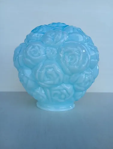 Luminária decorativa de vidro azul com rosas