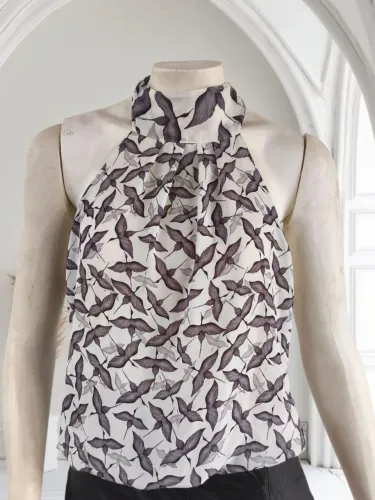 Blusa frente única Damyller  estampado com pássaros
