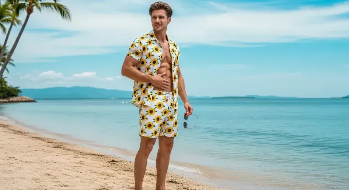 Conjunto Floral Masculino Kit 2 Peças Estampado Camisa Florida Praia - Tamanho G