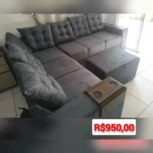 Sofá de canto com puff - Conforto e estilo