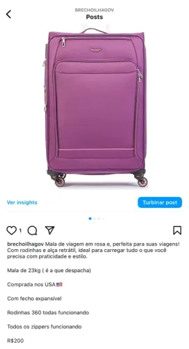 Mala de Viagem Rosa importada 23kg