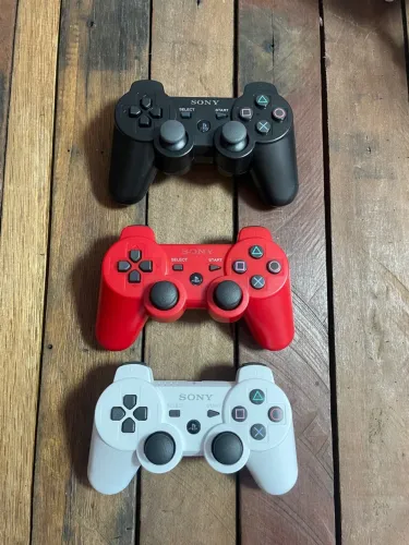 Controles PS3 PC - Preto, Vermelho e Branco ENTREGAMOS COM GARANTIA 