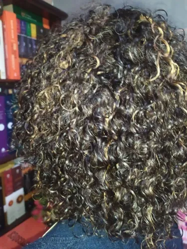 Lace Wig - Peruca de CABELO HUMANO Cacheado  NOVO com Luzes
