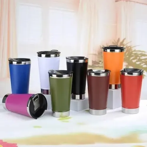 Promoção Copo Térmico 473ml com tampa e abridor. Excelente para personalizar. 