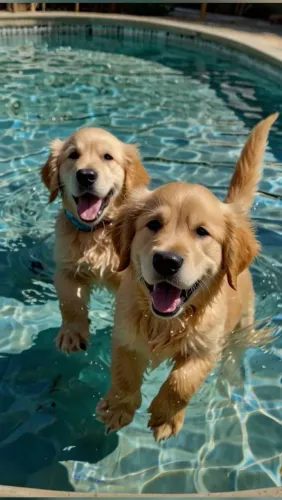 Golden filhotes dóceis como mel