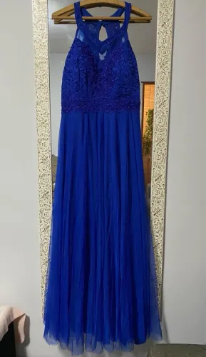 Vestido Azul Royal Bordado Elegante