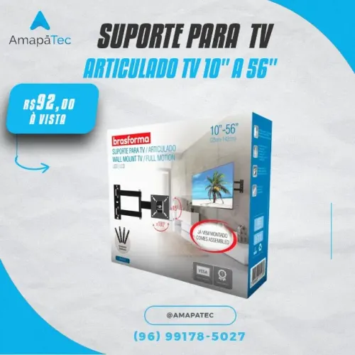 Suporte para TV Brasforma Bra4.0 de 10 até 56pol Articulado