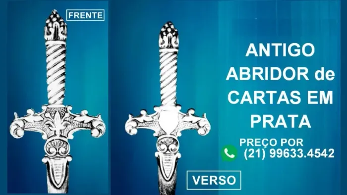 Antigo abridor de carta em prata