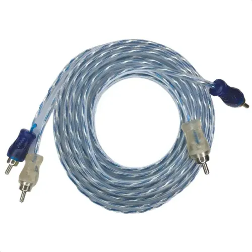 Cabo Rca Injetado Azul/prata 5 Metros Som Transparente 4mm