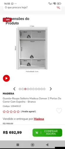 Guarda roupa solteiro
