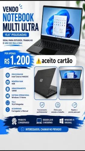 Notebook Multi Ultra 15,6" | 4GB RAM | 128GB SSD | Windows 11 | Conservado
