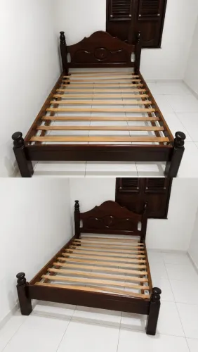 Cama usada em madeira angelim. 