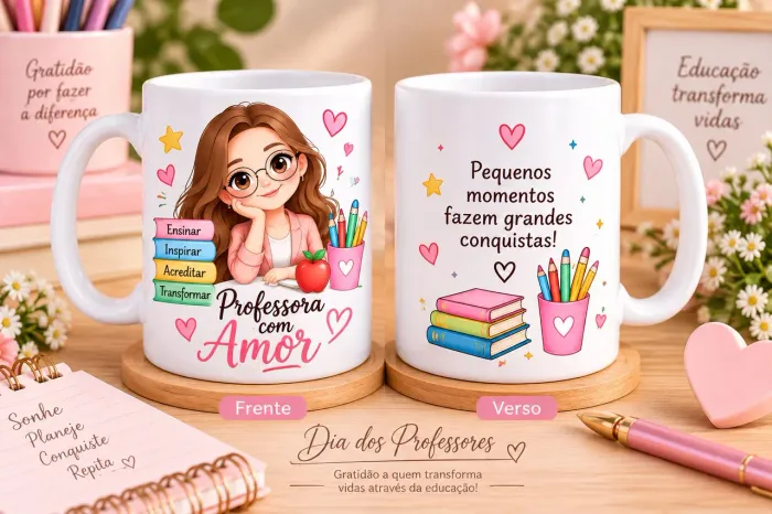 Canecas Personalizadas de Porcelana 325ml - Dia dos Professores