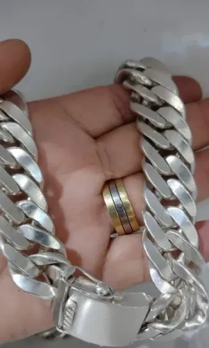 Cordão Elos Duplo Prata 950 240 Gramas 15 mm Maciço
