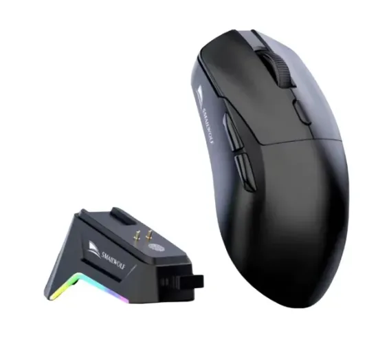 Mouse Gamer Smailwolf M3 PRO Sensor 3311 Tri Mode com Base de Carregamento