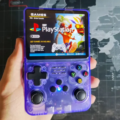 R36S Novo com HDMI e Entrega Grátis | Vídeo Game Portátil Roxo