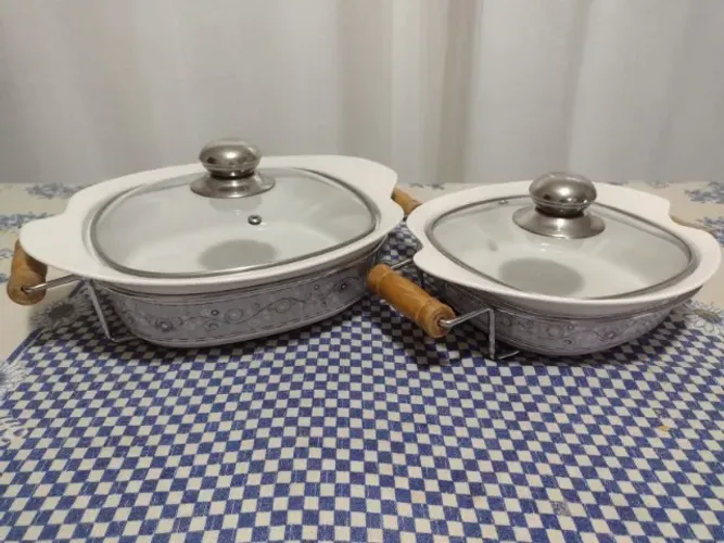 sopeiras/réchauds de mesa com tampas de vidro