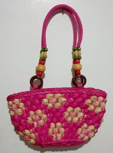 Bolsa de Palha Rosa