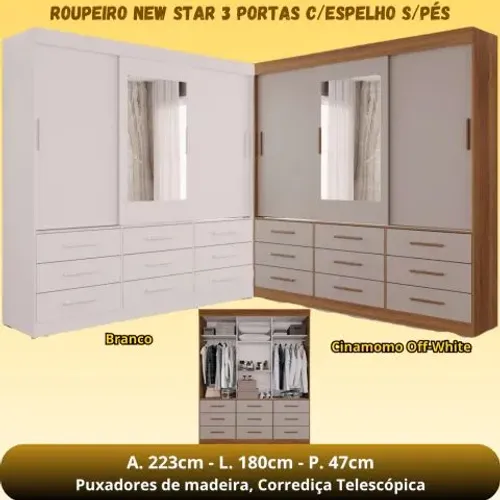 ROUPEIRO NEW STAR 3 PTS S/PE - COM ESPELHO