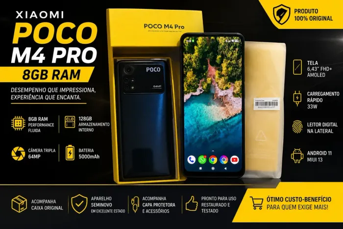 Smartphone XIAOMI POCO M4 PRO 256 ,TELA SUPER AMOLED
