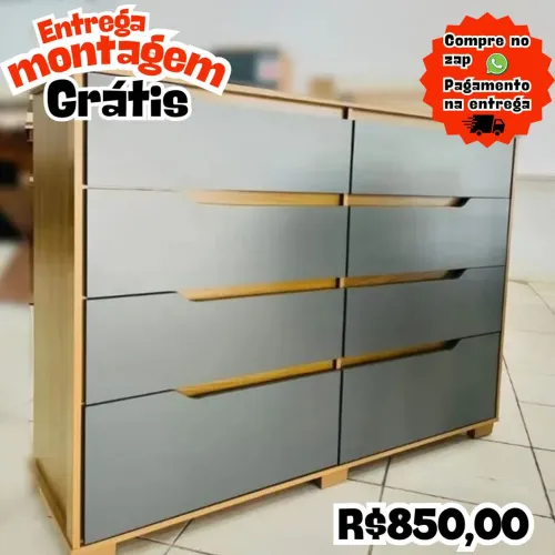 Cômoda 8 Gavetas - Freijó Cinza 