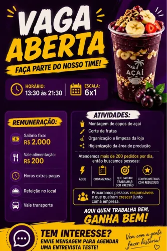 Atendente de Açaiteria