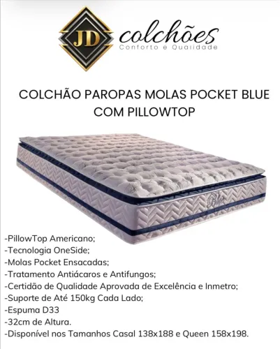 Colchão Molas Ensacadas Casal e Queen 32cm De Altura Suporte 150kg À Pronta Entrega