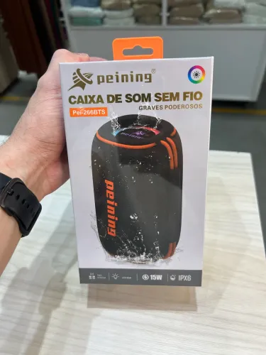 Caixa de Som Bluetooth Grave Potente Peining Led RGB Resistente à água